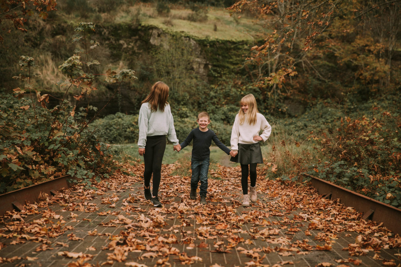 Victoria BC Family Photographer | family in park in the fall jingle pot